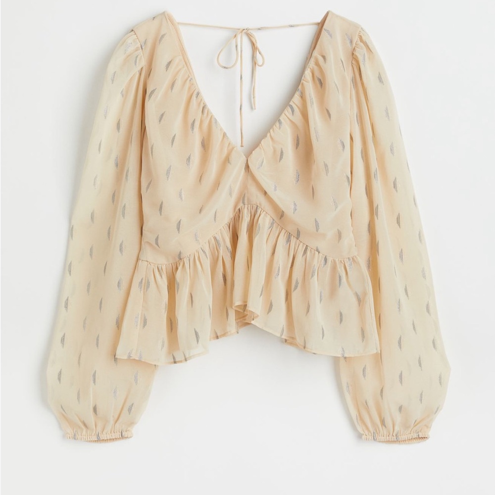 H&M Jacquard-patterned peplum blouse | Size XXL
